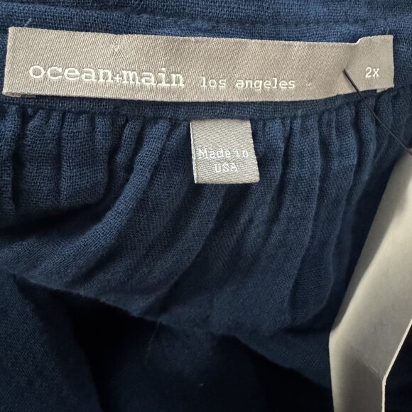 Ocean + Main Blue Gauze 100% Cotton Maxi Dress With Pockets Size 2X NWT - Picture 2 of 9